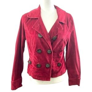 Caslon Red Corduroy Double Breasted Jacket Small